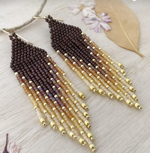Luxury Needlework Seed Beads Beaded Embroidery Earrings For Women Handmade Seed Beads Earring <b>by</b> HF Crafts - Product Image 5