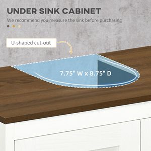 Mobiletto Sottolavabo Bianco Antico a Doppia Anta, Regolabile, in Legno e MDF per Hotel e Palestre - Product Image 4