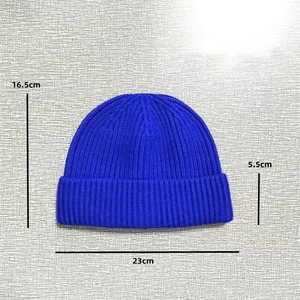 Bonnet en tricot bleu unisexe 100% acrylique, bonnet d'hiver pour le ski, couleur unie, style décontracté, taille adulte 56-58CM - Product Image 3