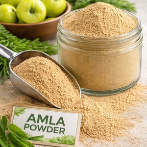 WARRLY Polvo Orgánico de Amla (Grosella Indígena) Extracto Herbal 99% Puro Grado Alimenticio Envase Plástico Tambor Botella OEM Marca Privada - Product Image 1