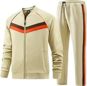 Ensemble de survêtement décontracté pour homme en molleton 100 % coton écologique, avec veste et pantalon à manches longues, 2 pièces - Product Image 5