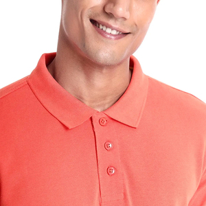 Polo homme manches courtes de qualité supérieure, color-block, tissu Oxford, style décontracté, coupe classique, blanc et corail - Product Image 6