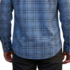 Denim Blue Plaid <b>Men</b> <b>Flannel</b> <b>Shirt</b> Long Sleeve Button Down Checkered Casual <b>Shirt</b> Soft Brushed Fabric Fashion Streetwear Custom - Product Image 5