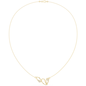 Collar de Oro Amarillo con Diamante Cultivado en Laboratorio, Colgante de Corazón Abstracto, Joyería para Mujer, Regalo de Compromiso - Product Image 3