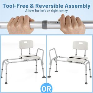 Sedile da Bagno Gonfiabile Pieghevole Ultra-Largo Leggero e Portatile con Altezza Regolabile a 9 Livelli, Ausili per Terapia Riabilitativa - Product Image 4
