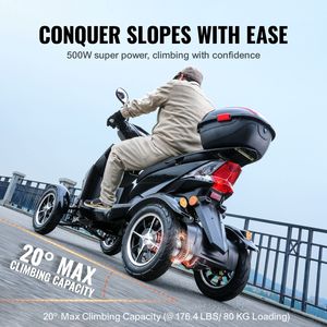 Scooter de Movilidad Todoterreno de 4 Ruedas de Alta Resistencia para Adultos Mayores, Capacidad de 450 lb, Alcance de 40 Millas, 500 W, 3 Velocidades, Largo Alcance - Product Image 3