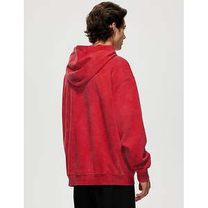 Sudadera con Capucha Roja Extra Grande para Hombre, de Algodón French Terry, Informal, de Color Sólido, con Bolsillo Delantero, Corte Regular, para Otoño - Product Image 4