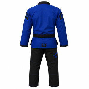 Kimono de BJJ bleu pour homme, coupe classique, 100% polyester, séchage rapide, vêtements d'arts martiaux pour adultes, ceinture noire incluse - Product Image 2