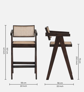 Byron PU <b>Leather</b> Bar <b>Stool</b> Sandblasted Walnut Finish Counter Height Commercial Use Contemporary Modern Design Handcrafted - Product Image 6