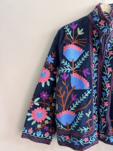 Velvet Suzani Jacket With Indian Embroidered <b>Art</b> Work Boho Women Jacket - Product Image 3