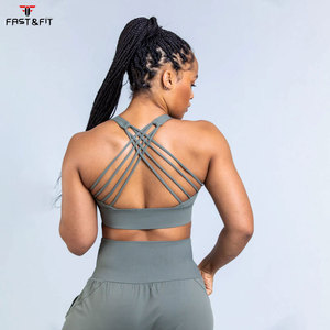 Vêtements de fitness, soutien-gorge de sport rembourré léger à compression, logo personnalisé sur le devant, nylon de haute qualité, pour femmes - Product Image 2