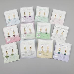 Fashion Raw Stone Earrings Gemstone Birthstone Crystal Drop Earrings Knot Amethyst Garnet Earrings Jewelry - Product Image 5