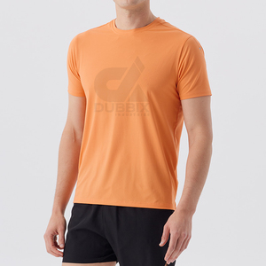 Camiseta de Manga Corta para Hombre, Color Naranja, Cuello Redondo, Corte Regular, Secado Rápido, Tejido de Punto, Color Sólido, Estilo Casual 2026 - Product Image 1