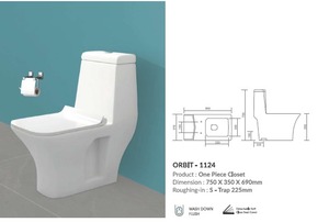 WC monobloc ORBIT DESIGN avec dimensions 750x350x690mm et siphon en S de 225mm avec système de chasse d'eau par lavage. - Product Image 2