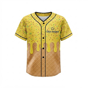 เสื้อเบสบอลพิมพ์ลายโลโก้ตามสั่ง แบบยูนิเซ็กซ์ พิมพ์ลายเต็มตัว ติดกระดุม ระบายอากาศ แห้งเร็ว เป็นมิตรกับสิ่งแวดล้อม คอวี แขนสั้น สำหรับทีม - Product Image 1
