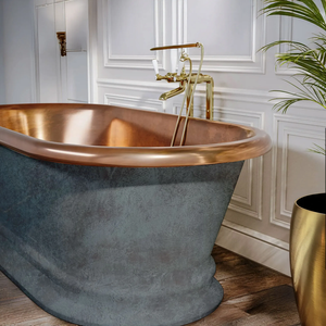 Baignoire autoportante de luxe en cuivre patiné, extérieur poli, intérieur en cuivre, pour la maison, la salle de bain, le spa - Product Image 3