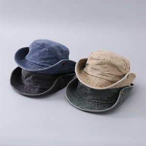 Customized Logo Washed Denim Bucket <b>Hat</b> <b>Men</b> Women Fashion Fisherman <b>Hat</b> All-Match Sunscreen <b>Sun</b> <b>Hat</b> for Fishing Formal Style - Product Image 2