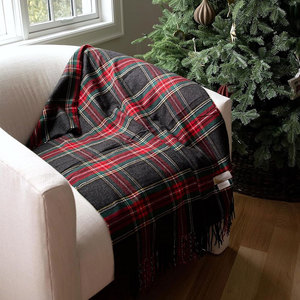 Chal Oversize de Tartán Escocés Negro Estilo Stewart, Suave al Tacto como Cachemira, Bufanda de Invierno 80 x 30 - Product Image 3