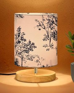 Lampe de table de style campagnard français, abat-jour en tissu, base en bois, lampe de sol décorative pour chambre à coucher, salon - Product Image 3