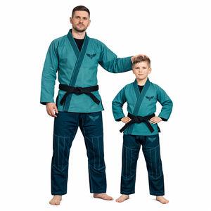 Conjunto de Uniforme de Artes Marciales Color Verde Azulado Personalizado para Hombres y Niños, Traje de Entrenamiento de Karate y BJJ de Algodón Premium, Proveedor Mayorista - Product Image 1