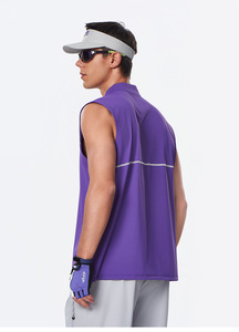 เสื้อกล้ามกีฬาผู้ชายสีขาวแบบแห้งเร็ว คอตั้ง พร้อมดีเทลซิป - Product Image 5