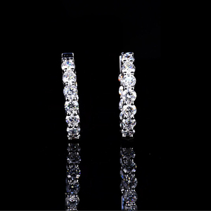 AMBER JEWELS - Pendientes de Aro de Lujo con Baño de Oro y Rodio, Moissanita Cultivada en Laboratorio, Corte Brillante, Color G, Unisex, para Uso Diario, IGI - Product Image 2
