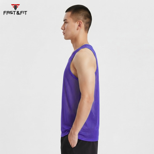 Factory Price Breathable Plain Dyed Men Sports Mesh Sleeveless Mesh <b>Singlets</b> for Men Transparent Vest for Sale - Product Image 3
