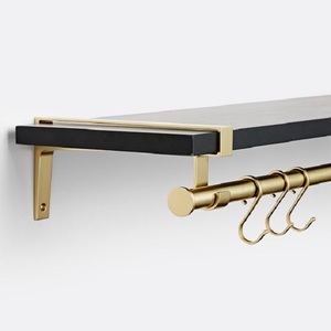 Support d'étagère en laiton style pailleté avec supports courbés, finition dorée décorative, quincaillerie moderne et durable pour usage intérieur, décoration intérieure - Product Image 1