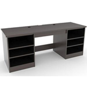 Escritorio de 92 Pulgadas con Aberturas Laterales y Estantes, Certificado CARB P2, MDF Grado E0, Acabado HPL LPL para Motels - Product Image 3