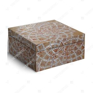 PALAZZO Gothic Floral Medallion Mosaic Inlay Home Accent Collection Side <b>Table</b>, Mirror, Photo Frame & Tray Box - Product Image 2