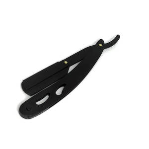 Navaja de Afeitar Recta de Una Sola Hoja Negra de Estilo Moderno para Afeitar la Cara y el Cuerpo, Incluye Funda de Cuero Gratis, 100% Acero Inoxidable - Product Image 5