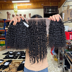 <b>Pixie</b> Curly Human Hair Bundle Weft Hair Extensions with Lace Front set Human Hair <b>Wigs</b> Lace Front HD Transparent Swiss Customize - Product Image 1