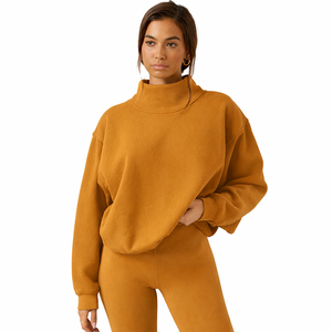 Pull à col montant pour femme, sweat-shirt streetwear, broderie personnalisée, OEM ODM, haut tendance - Product Image 1