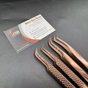 Pinzas para Extensión de Pestañas con Punta de Diamante en Oro Rosa, Acero Inoxidable, Instrumento de Belleza de Precisión Aislado - Product Image 2