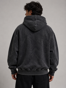 Sweat à capuche surdimensionné personnalisé délavé à l'acide, en coton épais 500 GSM, avec motif graphique en strass, style streetwear, pull, OEM ODM en gros - Product Image 3