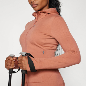 <b>Women's</b> Peach Zip Up Hoodie <b>Long</b> Sleeve Full Zip <b>Sweatshirt</b> With Pockets Best Workout Hoodies <b>For</b> <b>Women</b> - Product Image 3