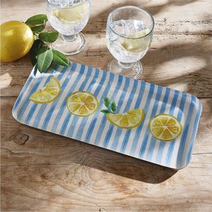 Bandeja de Servicio Decorativa de Metal de Lujo al por Mayor, Vajilla con Estampado Floral Azul, Decoración del Hogar, Bandeja de Servicio Personalizada para Mesa de Centro Otomana - Product Image 5