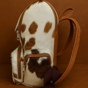 Sac à dos en cuir de vache imprimé animal, 15 pouces, plusieurs poches, sac à dos souple unisexe - Product Image 3