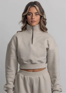 Ropa Deportiva Informal de Otoño Invierno, Top de Manga Larga para Yoga, Suéter Versátil con Media Cremallera, Cuello Alto, Forro Polar Ligero - Product Image 6