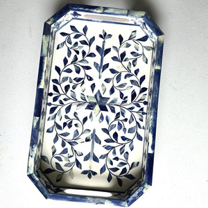 Bandejas de madera de alta calidad, ecológicas, esmaltadas, únicas, con incrustaciones de hueso, pulidas, para servicio de bodas y artesanía budista - Product Image 6