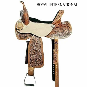 Selle de cheval western artisanale haut de gamme en cuir véritable, décorée de motifs floraux, pour la randonnée et le ranch, équipement équestre confortable et durable - Product Image 1
