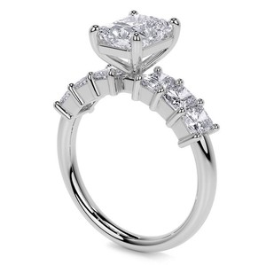 Radiant Cut Moissanite <b>Ring</b> 925 Sterling <b>Silver</b> White Gold Plated <b>Solitaire</b> Engagement <b>Ring</b> Bridal Wedding Promise <b>Ring</b> - Product Image 3