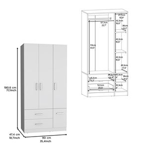 Armadio bianco da 71 pollici con asta a 4 porte 3 armadi 6 ripiani - Product Image 4