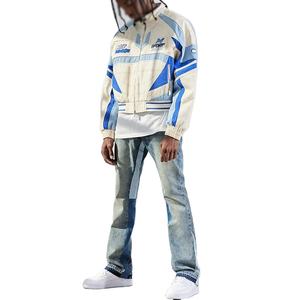 Polyester/Coton Toile Crop Bomber Veste pour Hommes Personnalisé Applique Broderie Fermeture À Glissière Lettre pour Les Motocyclistes - Product Image 6