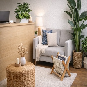 Taburete y Otomana Plegables Hechos a Mano con Tejido de Macramé, Diseño Minimalista, Estilo Nórdico para Decoración del Hogar y Sala de Estar - Product Image 5