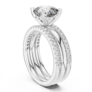 Luxury Cushion Cut Diamond Engagement <b>Ring</b> <b>Set</b> 18K White Gold Pavé Bridal Wedding <b>Ring</b> <b>Set</b> <b>for</b> <b>Women</b> - Product Image 4
