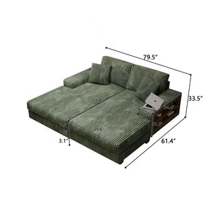 Moderno Divano Letto Componibile Oversize in Velluto a Coste Soffice, Convertibile in Poltrona per Soggiorno - Product Image 6