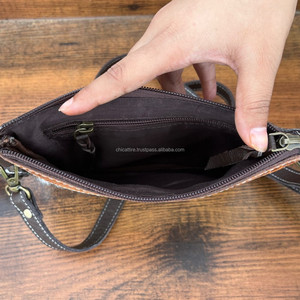 Nouveaux cheveux sur cuir usiné petit sac à bandoulière Western marron en cuir véritable sac à main pour femmes sacs à main en peau de vache - Product Image 5