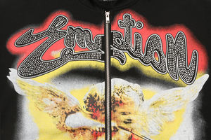 Sudadera con Capucha MIXED EMOTION, Estilo Urbano Hip-Hop Oscuro, con Letras de Diamantes de Imitación en la Parte Delantera, para Hombre, 100% Poliéster Ecológico - Product Image 4