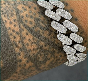 Bracelet chaîne ovale en diamant plaqué rhodium pour homme, style hip-hop, micro-pavé, bijoux en alliage, cadeau - Product Image 4